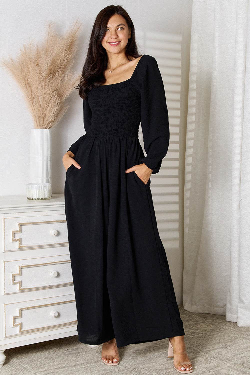 Double Take Square Neck Jumpsuit with Pockets - Shop Style & More | Fresh Looks, Everyday Deals & Free Shipping