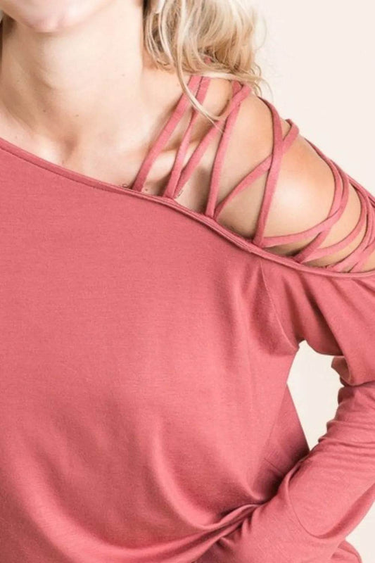 BiBi Jersey Knit One Shoulder Top With Criss Cross - Shop Style & More | Fresh Looks, Everyday Deals & Free Shipping