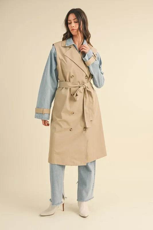 MABLE Layered Look Trench Coat With Denim Jacket - Shop Style & More | Fresh Looks, Everyday Deals & Free Shipping