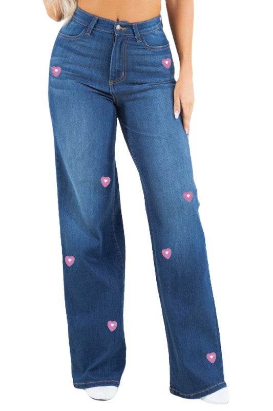 Heart Stud Wide Leg Jean - Shop Style & More | Fresh Looks, Everyday Deals & Free Shipping