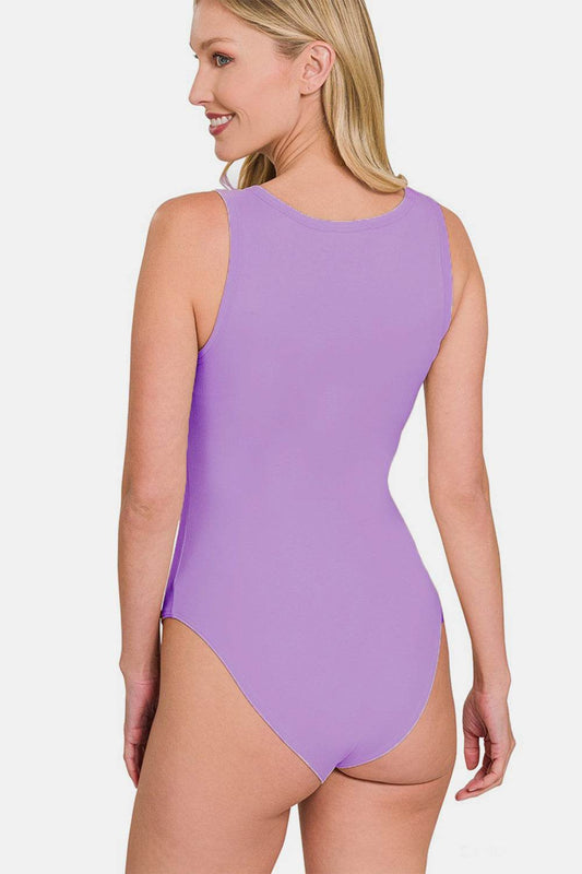Zenana Microfiber Notched Sleeveless Bodysuit - Shop Style & More | Fresh Looks, Everyday Deals & Free Shipping