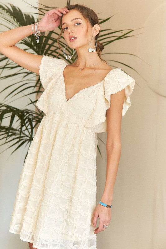 ADORA Tie Back V-Neck Ruffle Sleeve Dress - Shop Style & More | Fresh Looks, Everyday Deals & Free Shipping