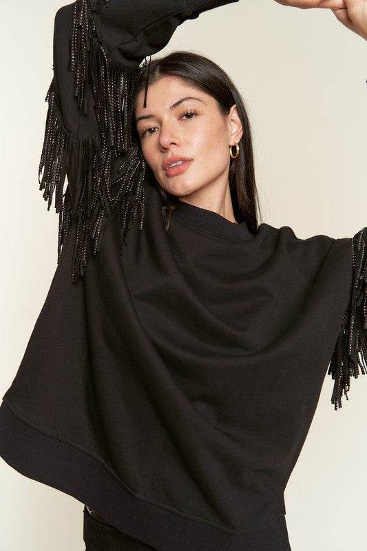 Silver studded fringe sleeve top PLUS JJT5009P - Shop Style & More | Fresh Looks, Everyday Deals & Free Shipping