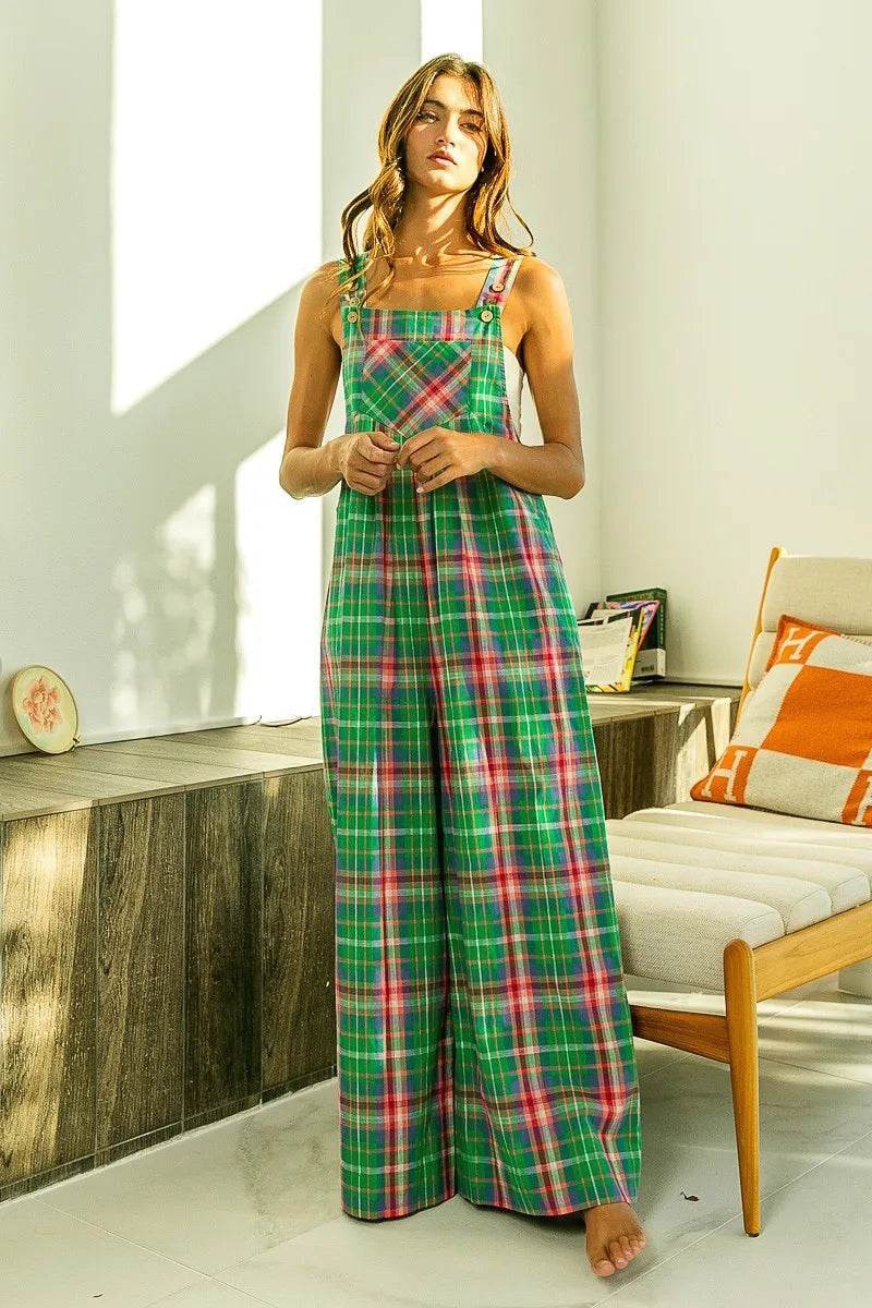 BiBi Multi Color Check Plaid Overall - Shop Style & More | Fresh Looks, Everyday Deals & Free Shipping