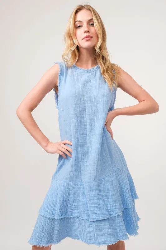 And The Why Washed Fringe Detail Tiered Dress - Shop Style & More | Fresh Looks, Everyday Deals & Free Shipping