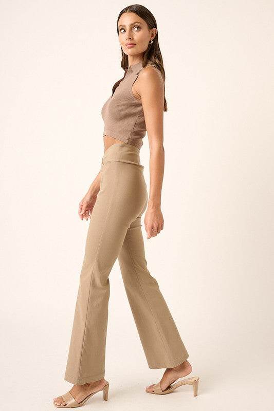 Mittoshop Surplice V Waist Flare Pants - Shop Style & More | Fresh Looks, Everyday Deals & Free Shipping