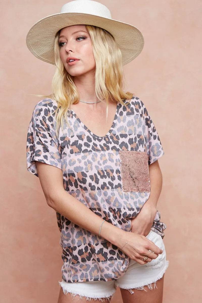 BiBi Leopard Stripe Printed Jersey T-Shirt - Shop Style & More | Fresh Looks, Everyday Deals & Free Shipping
