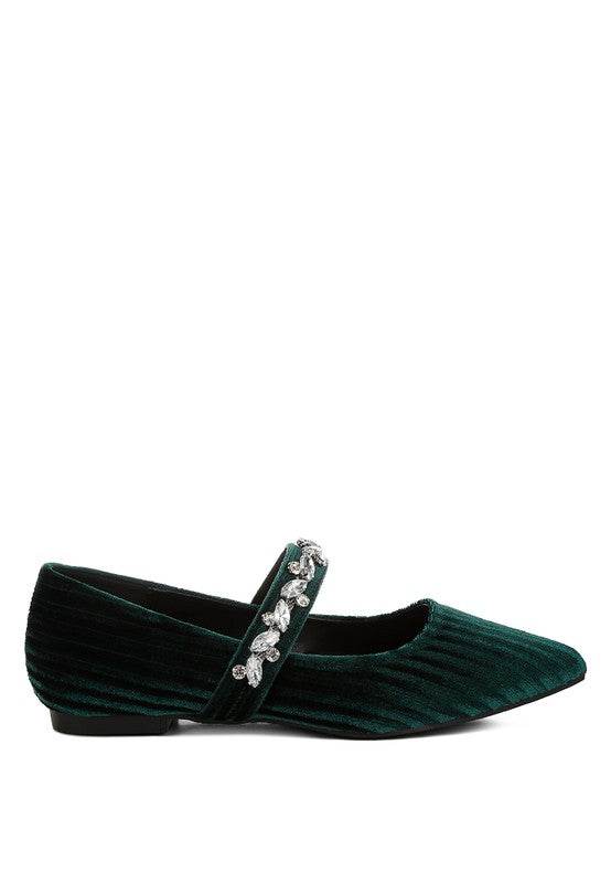 Dresden Diamante Brooch Velvet Ballerinas - Shop Style & More | Fresh Looks, Everyday Deals & Free Shipping