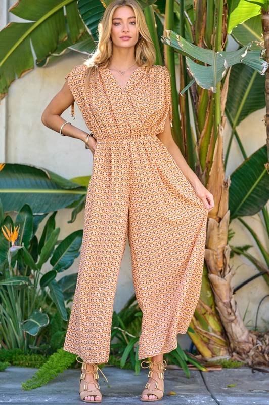 Printed V-Neck Sleeveless Jumpsuit - Shop Style & More | Fresh Looks, Everyday Deals & Free Shipping