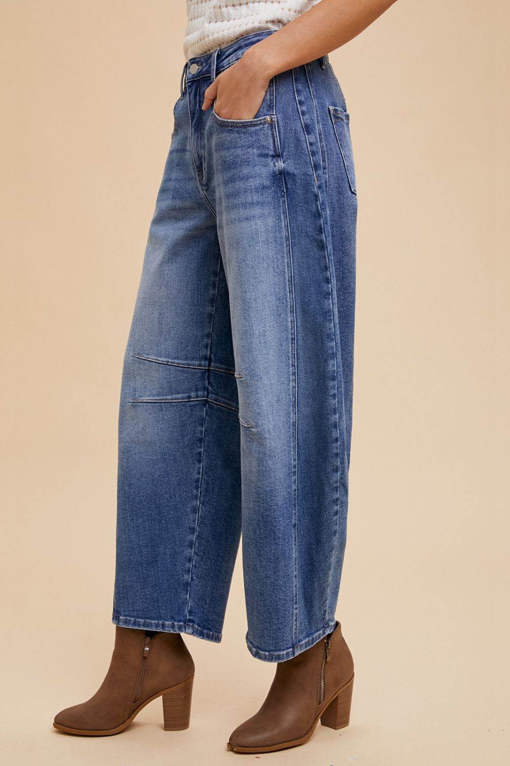 Annie Wear Mid Rise Barrel Leg Jeans with Pockets - Shop Style & More | Fresh Looks, Everyday Deals & Free Shipping