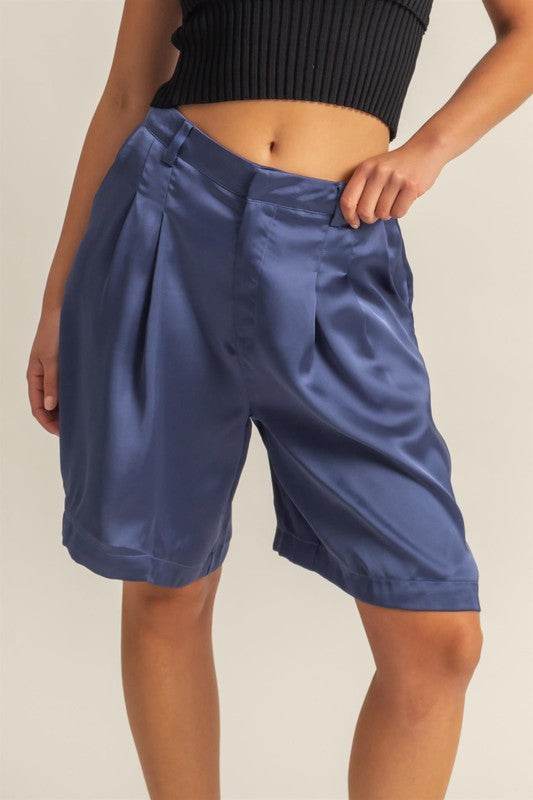 HYFVE High-Waist Pleated Satin Shorts - Shop Style & More | Fresh Looks, Everyday Deals & Free Shipping
