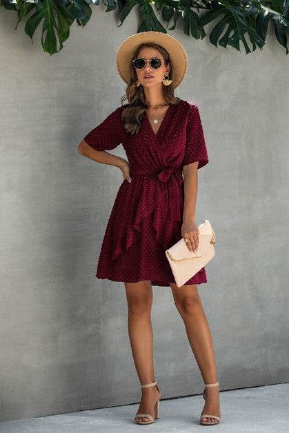 V Neck Ruffled Hem Wrap Dress - Shop Style & More | Fresh Looks, Everyday Deals & Free Shipping