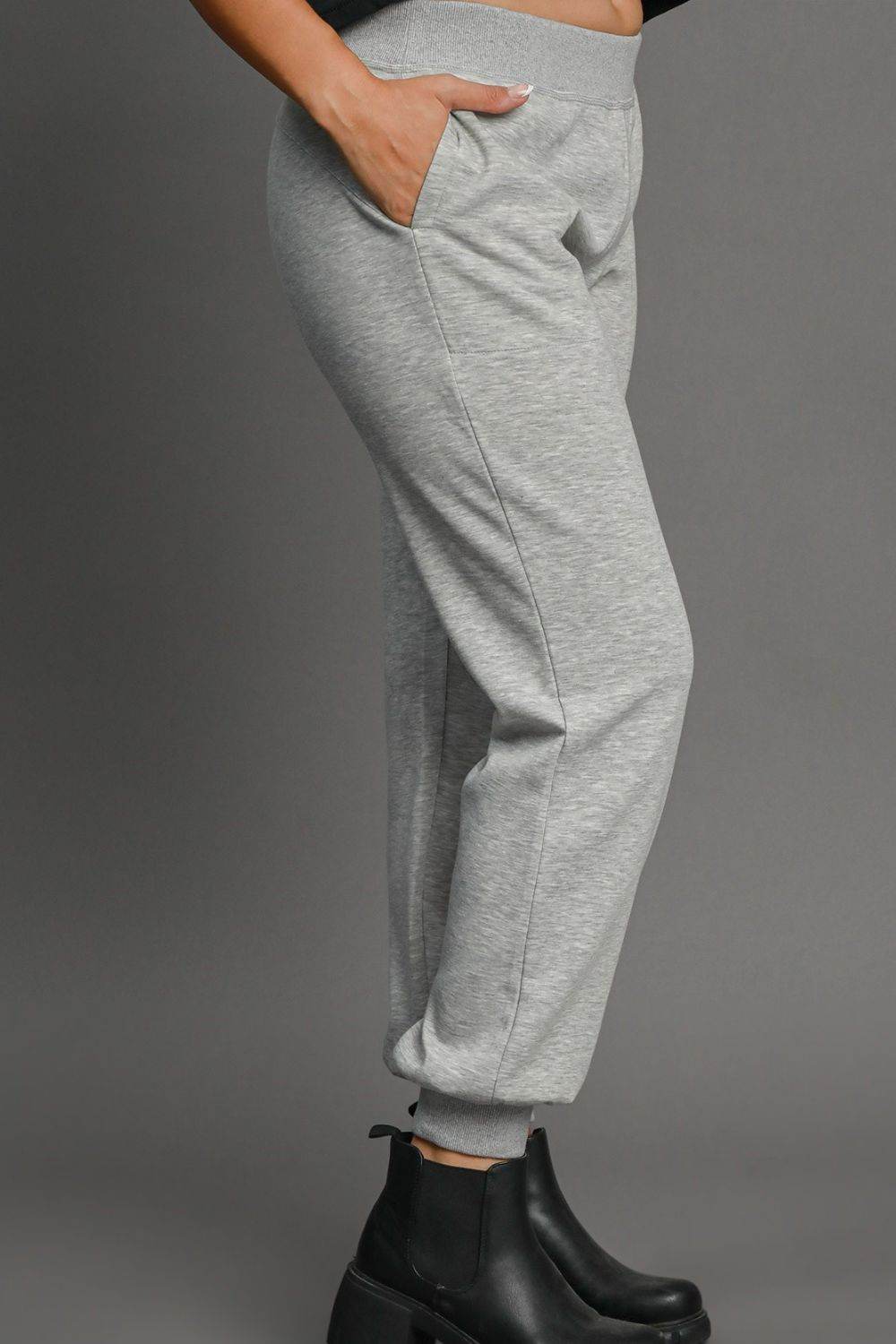 Umgee Full Size High Rise Elastic Waist Knit Joggers with Pockets Plus Size - Shop Style & More | Fresh Looks, Everyday Deals & Free Shipping