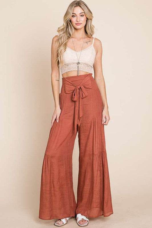 Tie front ruched waist back pants - Shop Style & More | Fresh Looks, Everyday Deals & Free Shipping