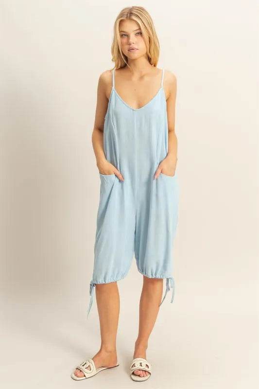HYFVE V-Neck Pocket Detail Side Tie Hem Romper - Shop Style & More | Fresh Looks, Everyday Deals & Free Shipping