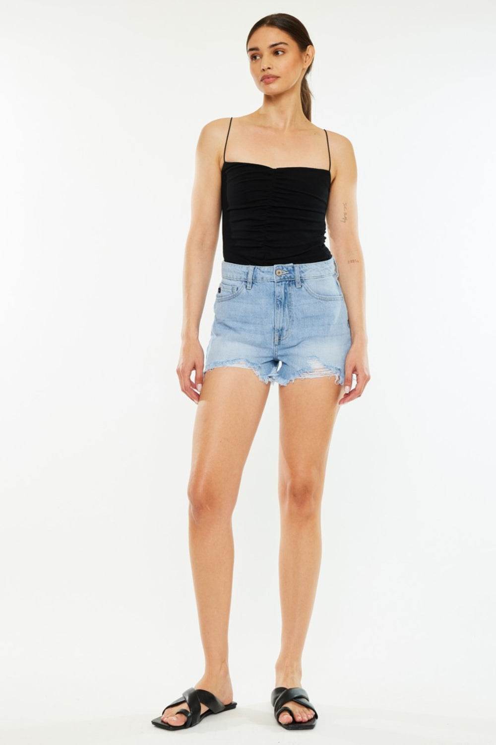 Kancan Raw Hem Distressed High Waist Denim Shorts - Shop Style & More | Fresh Looks, Everyday Deals & Free Shipping