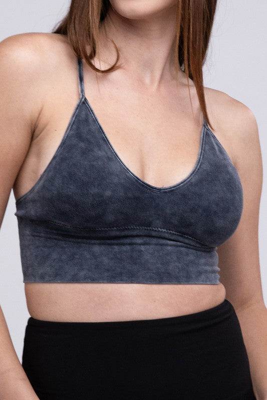 Washed Ribbed Bra Padded Tank Top - Shop Style & More | Fresh Looks, Everyday Deals & Free Shipping