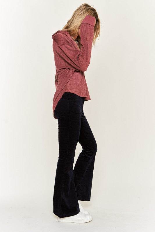 Deep V-neck Collared Long sleeve Knit Top JJT1024 - Shop Style & More | Fresh Looks, Everyday Deals & Free Shipping