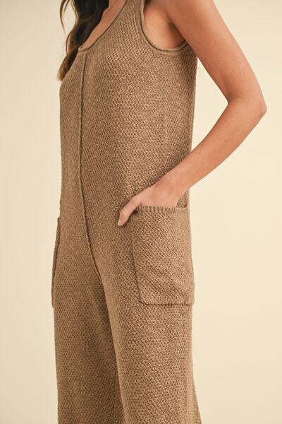 MABLE Sleeveless Knit Crop Jumpsuit with Pockets Jumpsuits