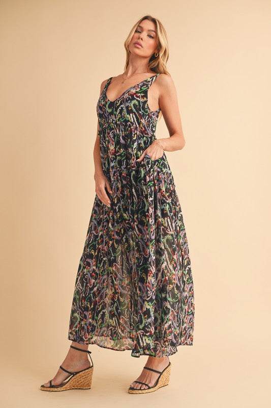 Aemi + Co Printed V-Neck Frill Tiered Cami Dress - Shop Style & More | Fresh Looks, Everyday Deals & Free Shipping