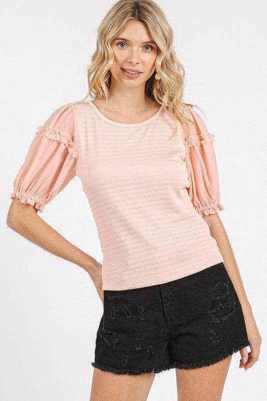 Mittoshop Frill Round Neck Half Sleeve Blouse - Shop Style & More | Fresh Looks, Everyday Deals & Free Shipping