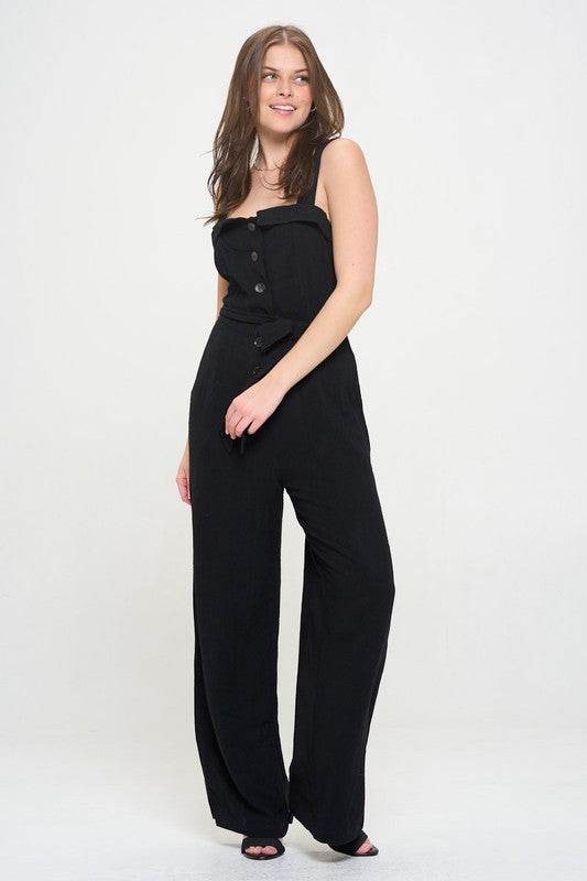 SLEEVELESS ADJUSTABLE STRAP BUTTON DOWN JUMPSUIT - Shop Style & More | Fresh Looks, Everyday Deals & Free Shipping