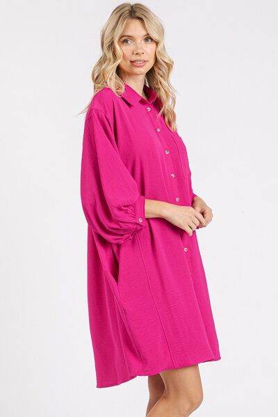Mittoshop Airflow 3/4 Sleeve Buttoned Shirt Mini Dress - Shop Style & More | Fresh Looks, Everyday Deals & Free Shipping