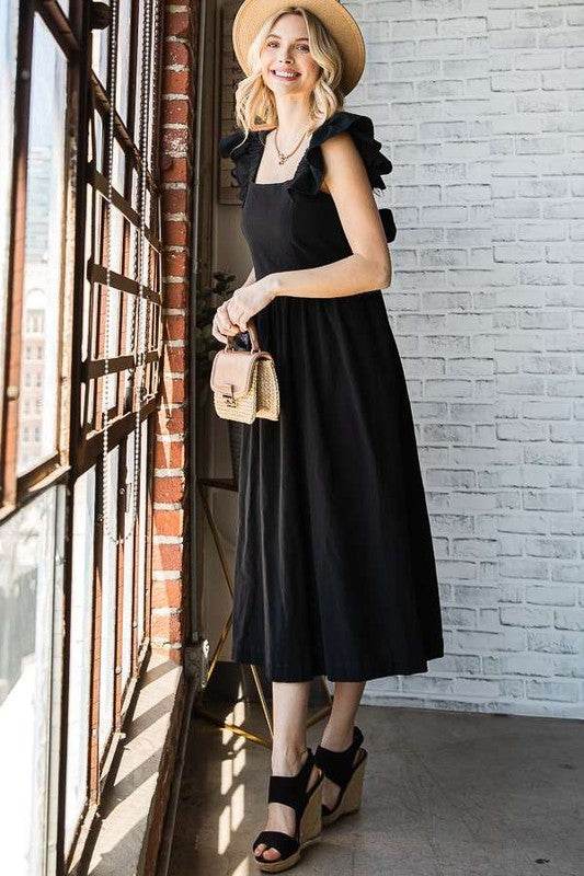 LINEN RUFFLE MID DRESS - Shop Style & More | Fresh Looks, Everyday Deals & Free Shipping