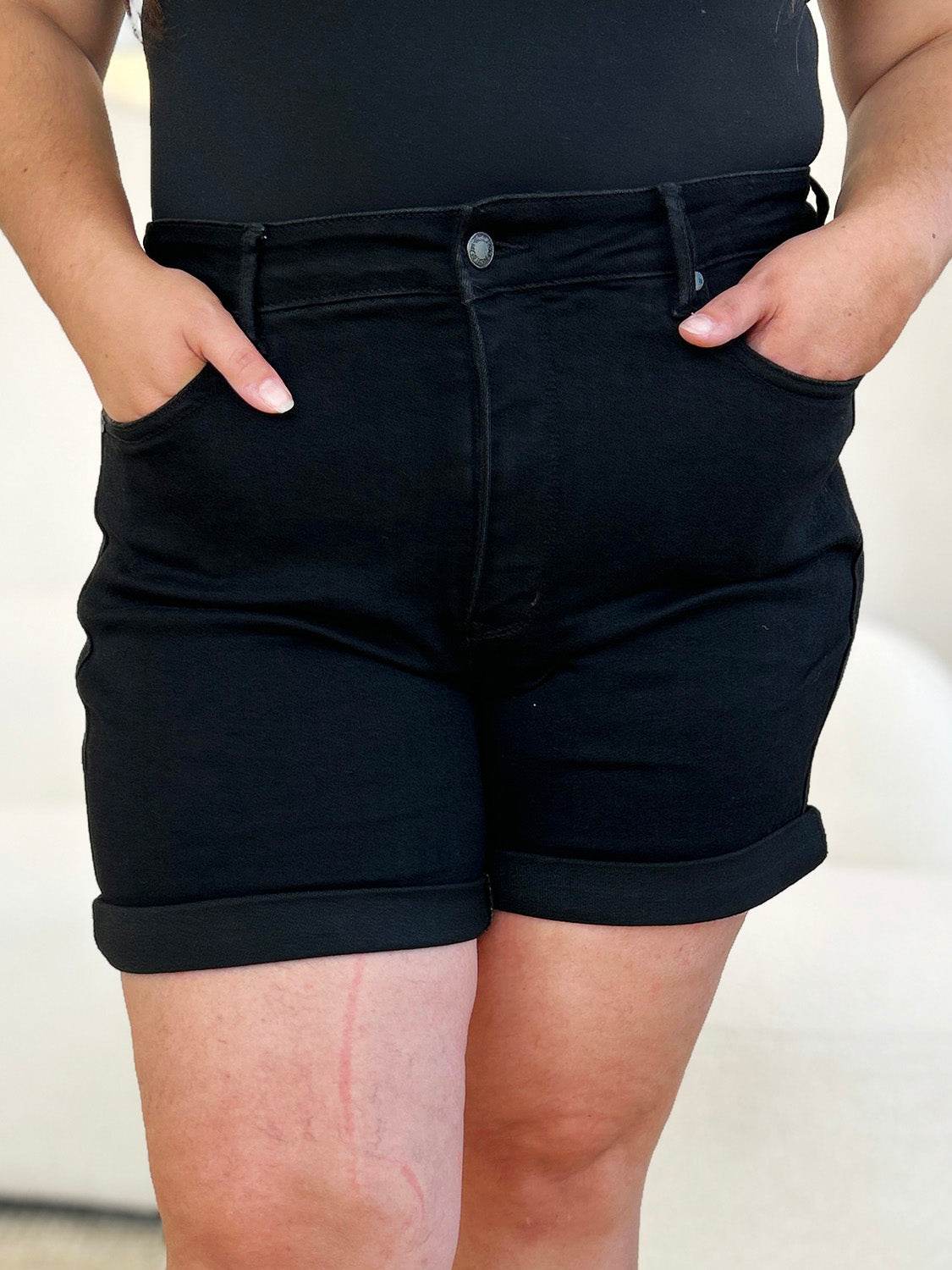 Judy Blue Full Size High Waist Tummy Control Cuffed Denim Shorts - Shop Style & More | Fresh Looks, Everyday Deals & Free Shipping