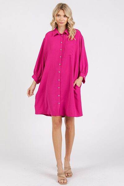 Mittoshop Airflow 3/4 Sleeve Buttoned Shirt Mini Dress - Shop Style & More | Fresh Looks, Everyday Deals & Free Shipping