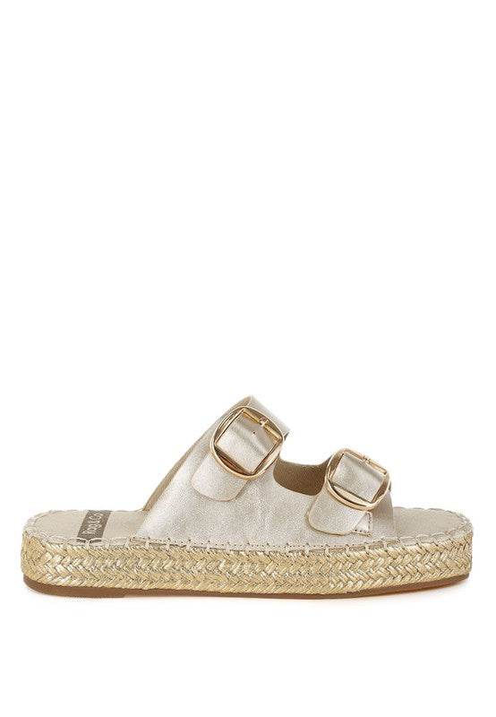 Miova Metallic Buckle Detail Espadrille Flatforms - Shop Style & More | Fresh Looks, Everyday Deals & Free Shipping