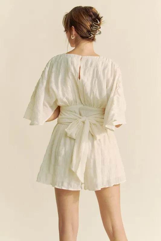 Davi & Dani Batwing Sleeve Waist Belt Romper - Shop Style & More | Fresh Looks, Everyday Deals & Free Shipping