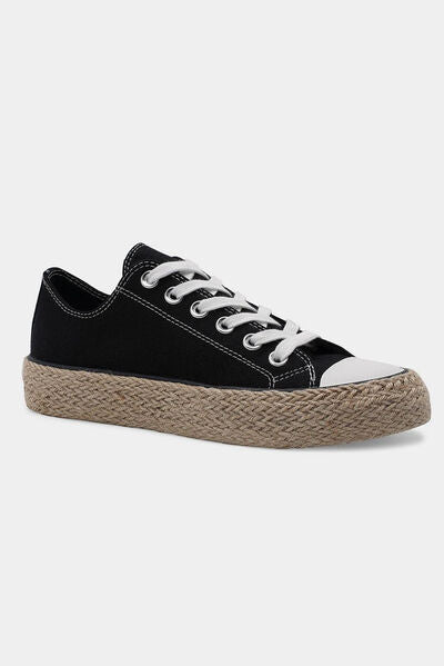 Beast Fashion Lace Up Woven Espadrille Sole Sneakers Sneakers