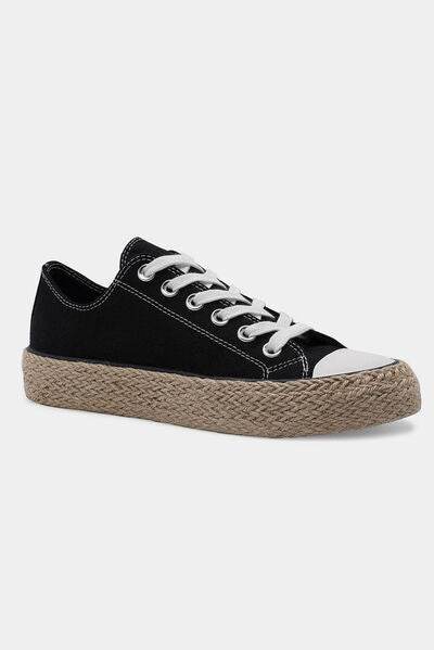 Beast Fashion Lace Up Woven Espadrille Sole Sneakers - Shop Style & More | Fresh Looks, Everyday Deals & Free Shipping