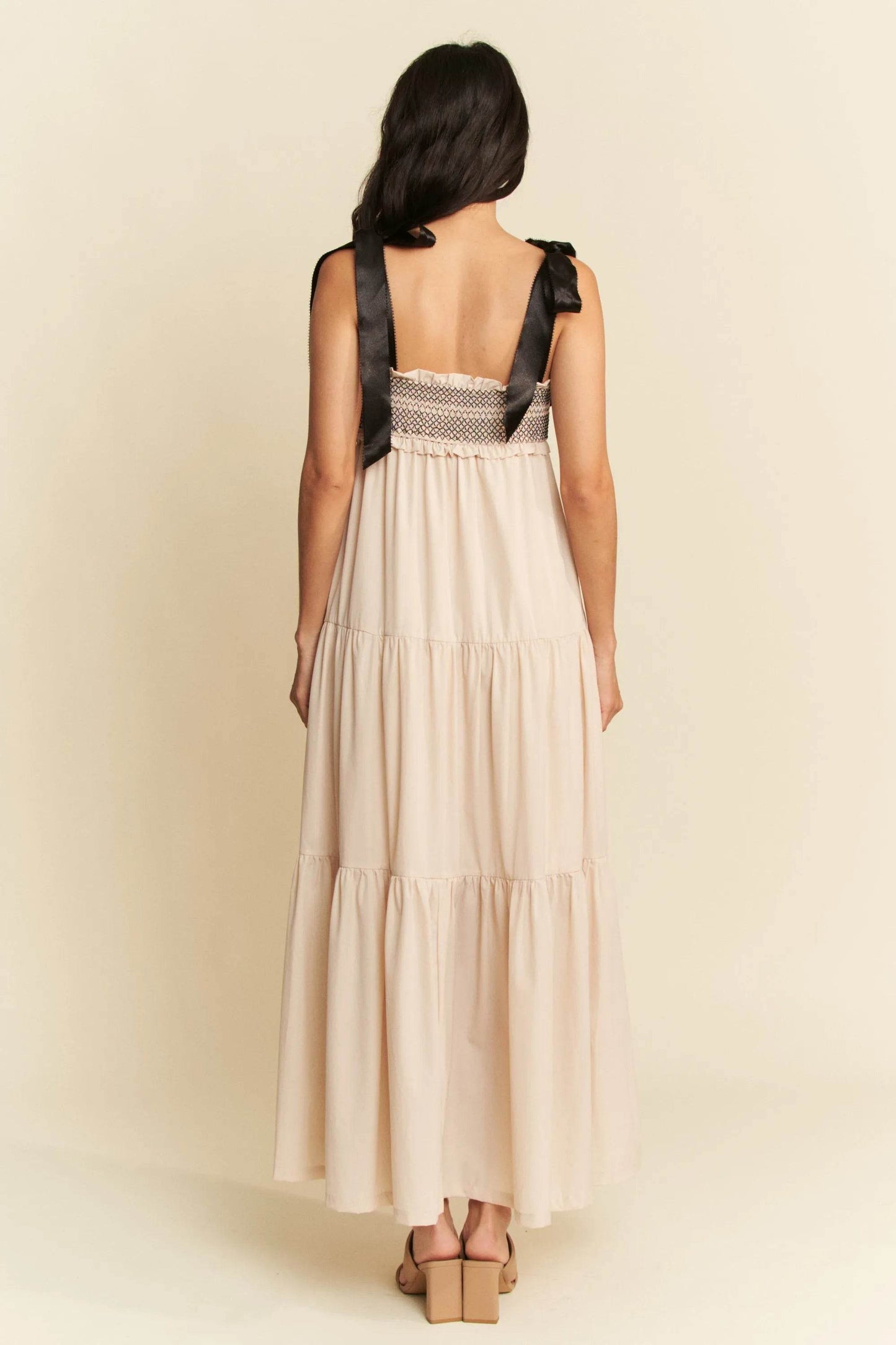 Davi & Dani Multi Contrast Smocked Bodice Straps Maxi Dress - Shop Style & More | Fresh Looks, Everyday Deals & Free Shipping