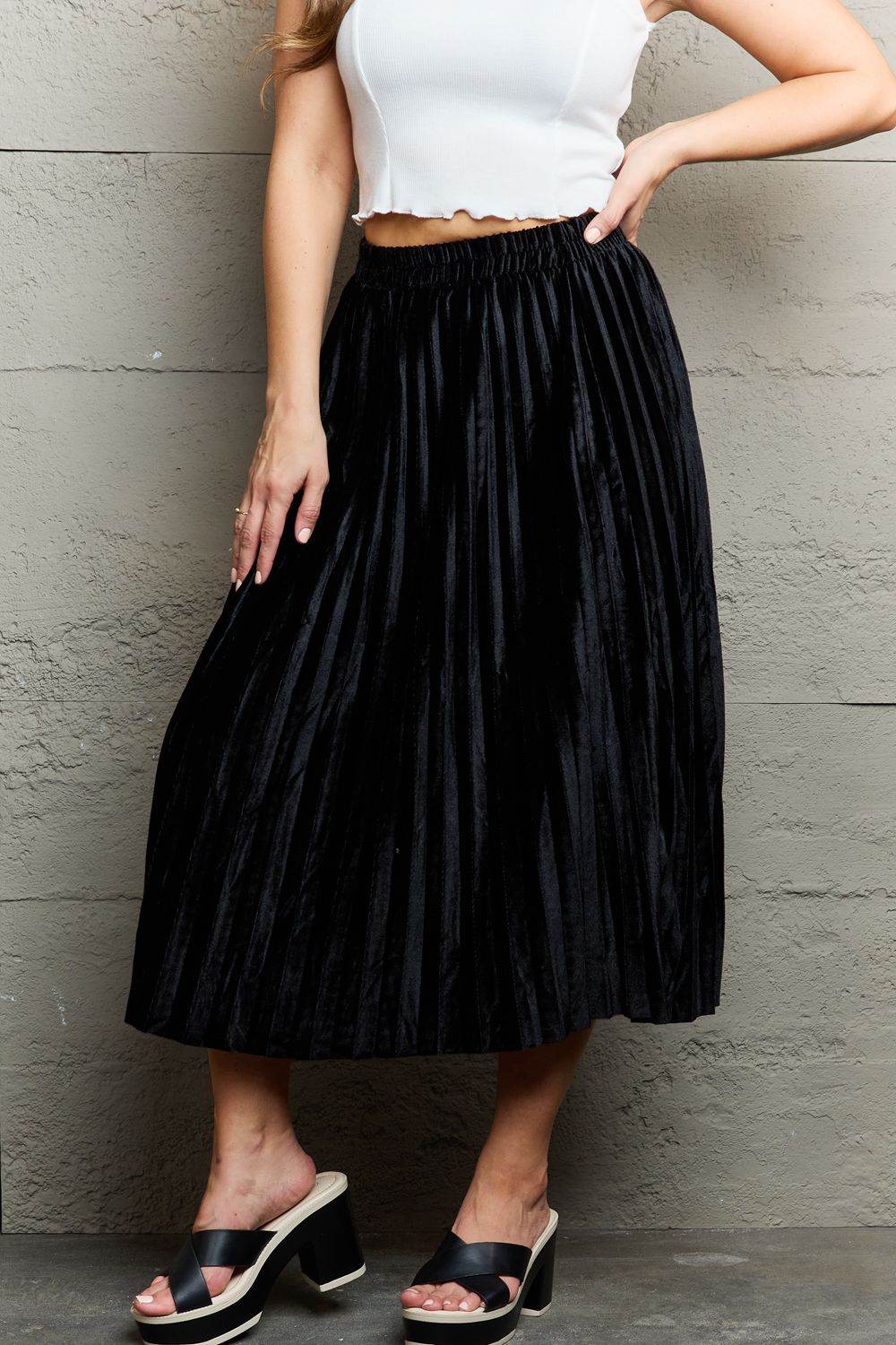 Ninexis Accordion Pleated Flowy Midi Skirt - Shop Style & More | Fresh Looks, Everyday Deals & Free Shipping