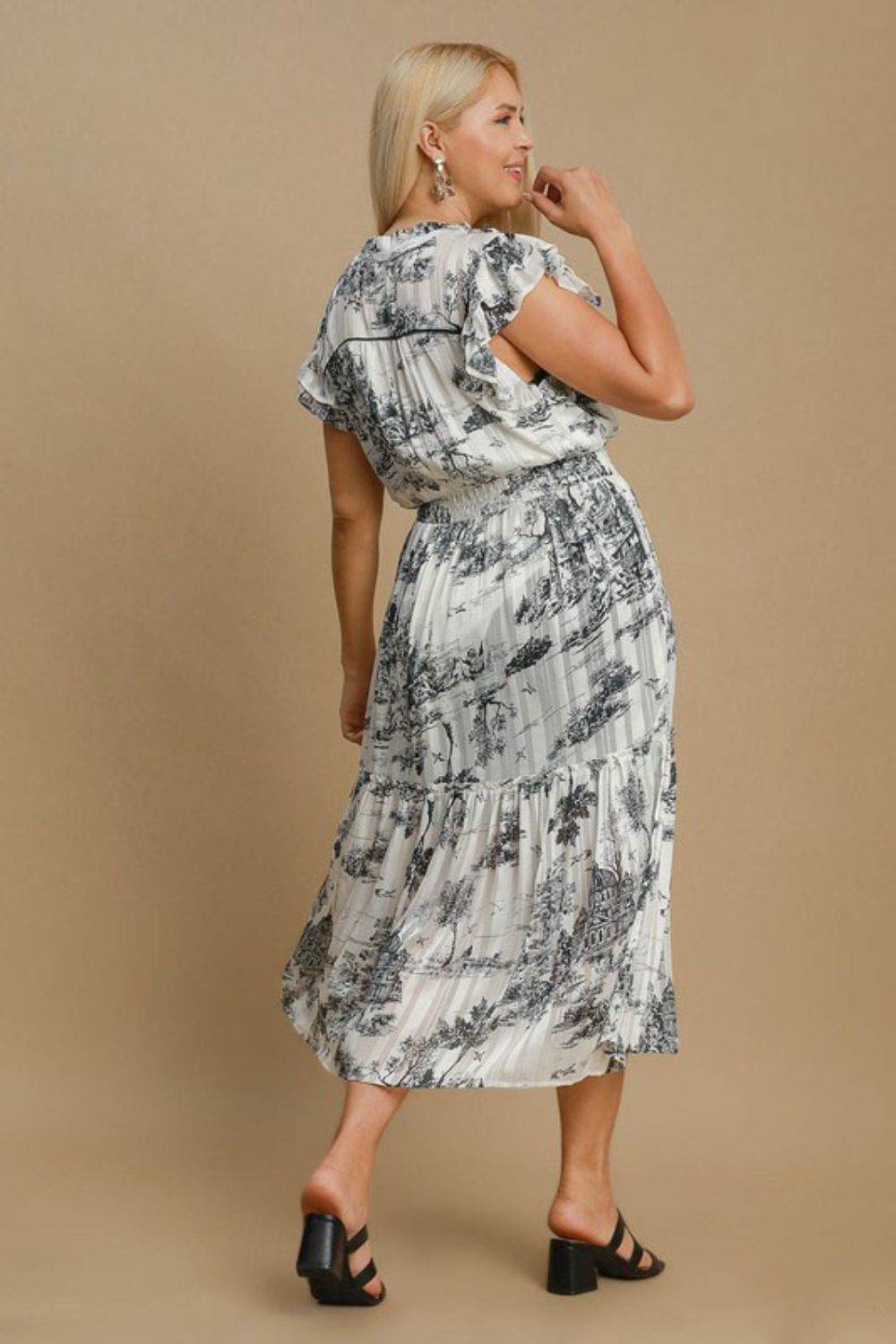 Umgee Full Size Two Tone Landscape Print Midi Dress Plus Size - Shop Style & More | Fresh Looks, Everyday Deals & Free Shipping