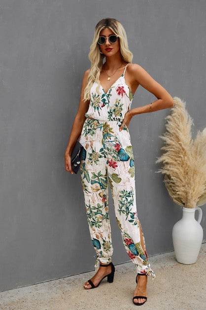 Sleeveless Floral Print Knot Side Cami Jumpsuit - Shop Style & More | Fresh Looks, Everyday Deals & Free Shipping