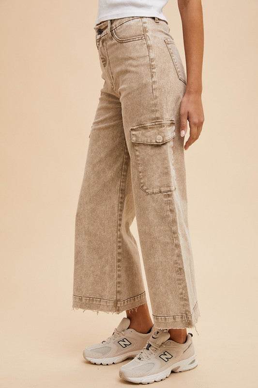 Annie Wear Raw Hem Wide Leg Jeans with Cargo Pockets - Shop Style & More | Fresh Looks, Everyday Deals & Free Shipping