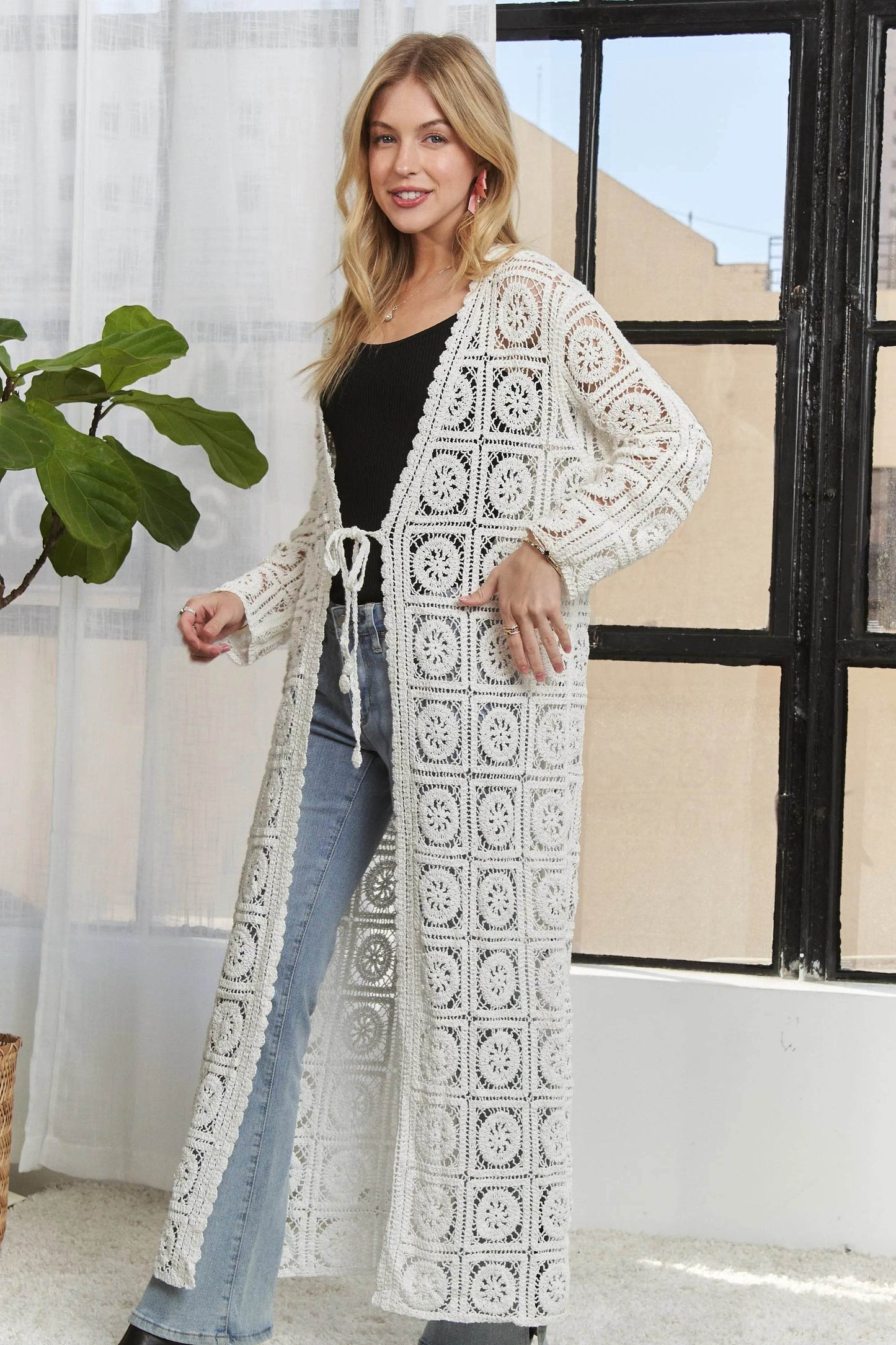 ADORA Long Sleeves Crochet Elastic Cardigan - Shop Style & More | Fresh Looks, Everyday Deals & Free Shipping