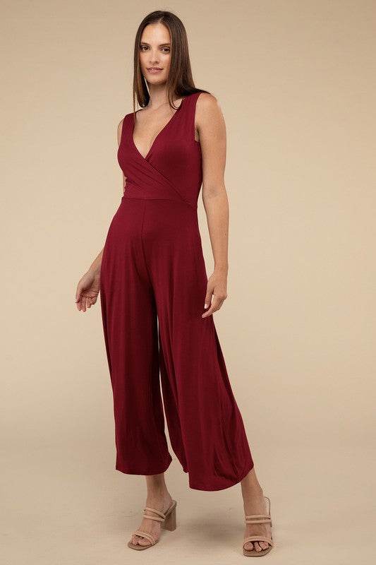 Surplice Neckline Sleeveless Jumpsuit - Shop Style & More | Fresh Looks, Everyday Deals & Free Shipping