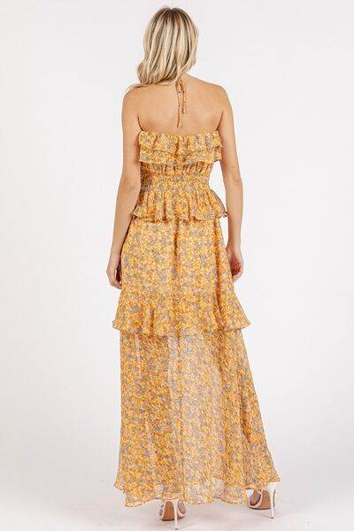 Mittoshop Ruffled Smocked Floral Halter Neck Maxi Dress - Shop Style & More | Fresh Looks, Everyday Deals & Free Shipping