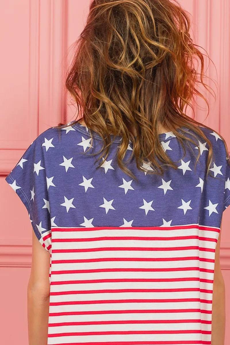 BiBi Star Rpinted with Stripe Combo Top - Shop Style & More | Fresh Looks, Everyday Deals & Free Shipping