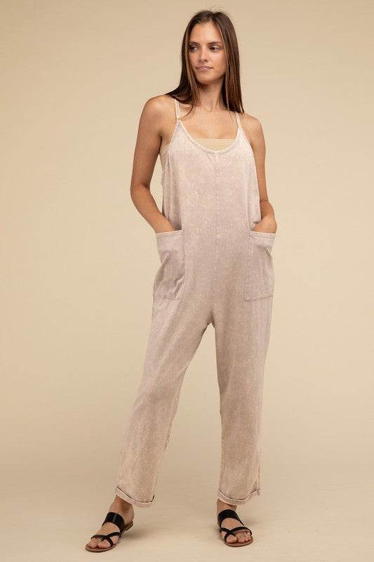 Washed Spaghetti Straps Overalls with Pockets - Shop Style & More | Fresh Looks, Everyday Deals & Free Shipping