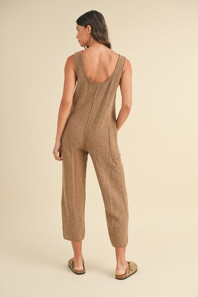 MABLE Sleeveless Knit Crop Jumpsuit with Pockets Jumpsuits