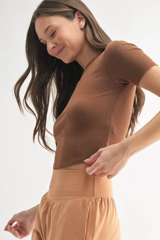 MONO B Essential Micro-ribbed Cropped Athleisure Tee - Shop Style & More | Fresh Looks, Everyday Deals & Free Shipping