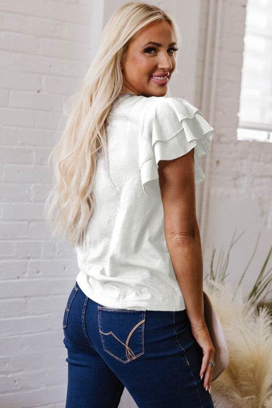 Yasmin Layered Ruffle Short Sleeve Top - Shop Style & More | Fresh Looks, Everyday Deals & Free Shipping
