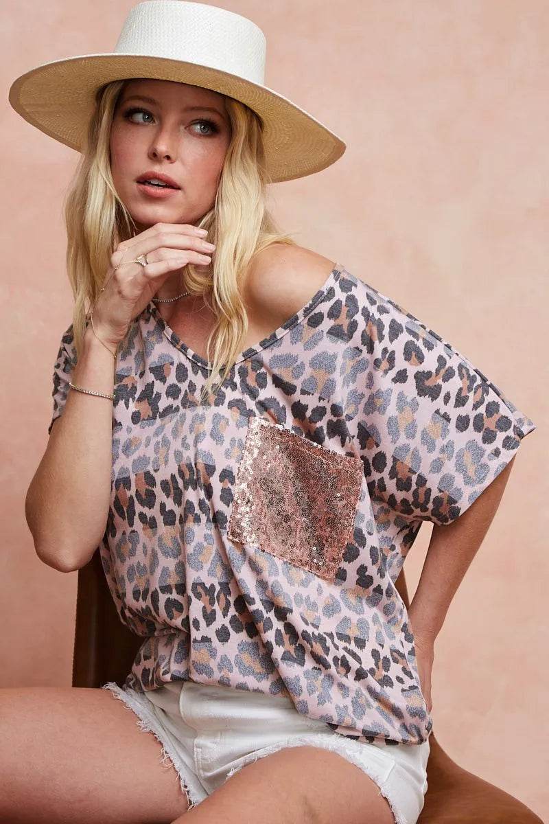 BiBi Leopard Stripe Printed Jersey T-Shirt - Shop Style & More | Fresh Looks, Everyday Deals & Free Shipping