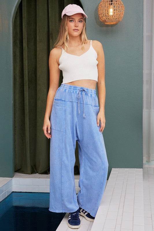 Mittoshop Mineral Wash Elastic Waist Baarrel Leg Baggy Pants - Shop Style & More | Fresh Looks, Everyday Deals & Free Shipping