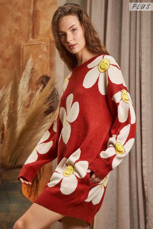 HAPPY FACE PRINT KNIT SWETAER - Shop Style & More | Fresh Looks, Everyday Deals & Free Shipping